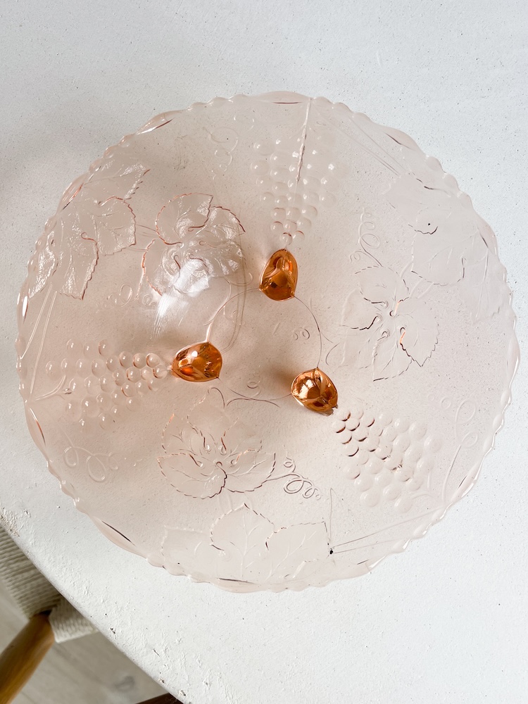 Art deco roze glazen schaal op pootjes - Afbeelding 2
