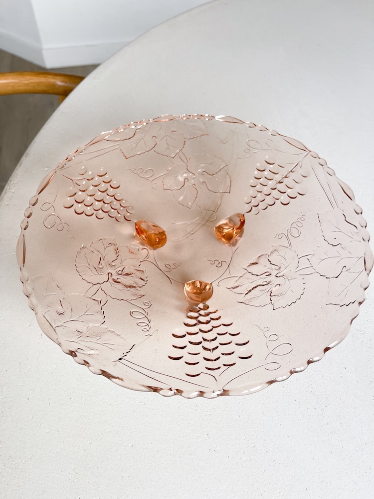 Art deco roze glazen schaal op pootjes - Afbeelding 4