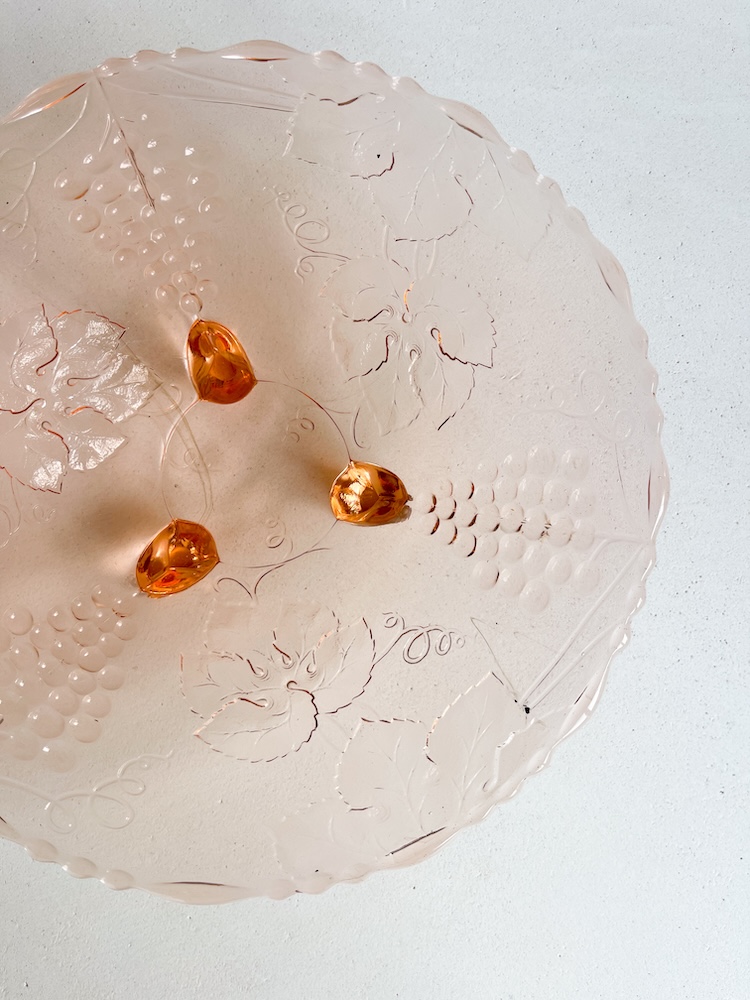 Art deco roze glazen schaal op pootjes - Afbeelding 3